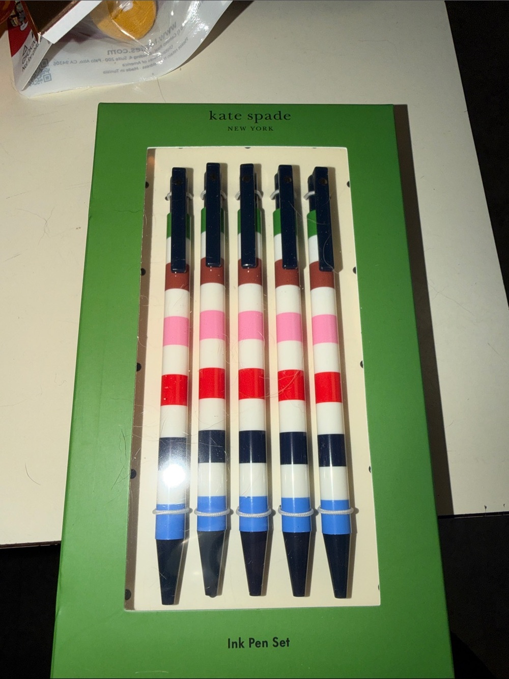 kate spade Multicolor Striped Ink Pen Set - Pink, Red, Blue